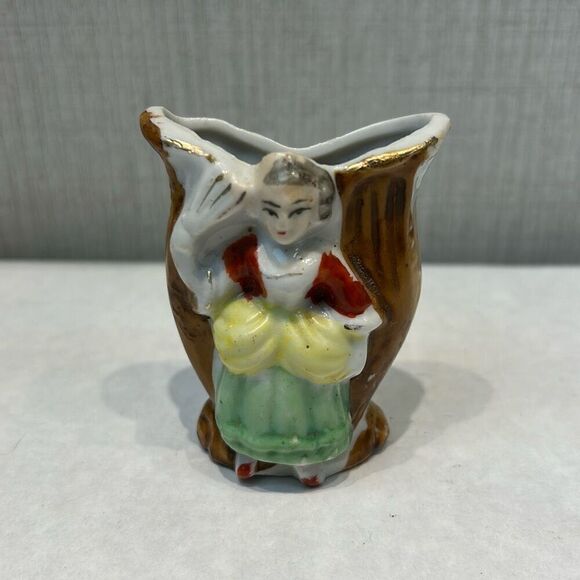 Vtg 1940-50's Occupied Japan Mini Vase Bud Flower Toothpick Holder Small Ceramic - Picture 1 of 7